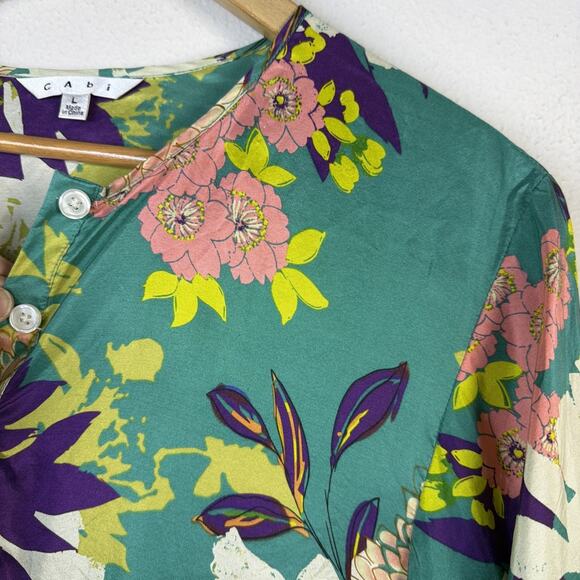 CAbi Women's large 100% Silk Poetry Tunic Top Style 812 Floral fairy Bohemian - Picture 4 of 10